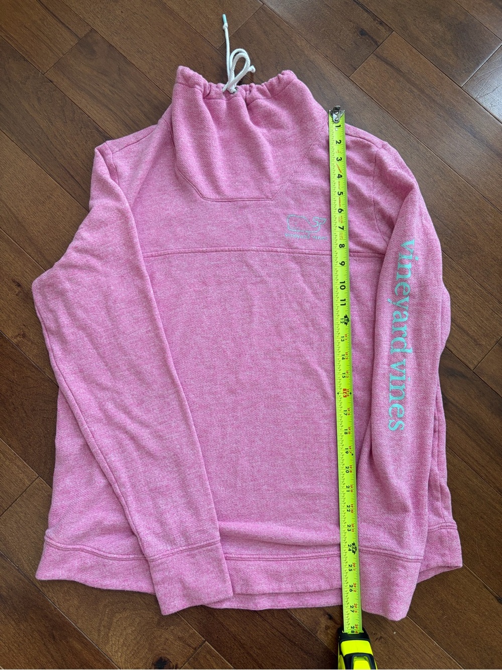 Vineyard Vines Pink Cowl Pullover with Logo Sleeve
